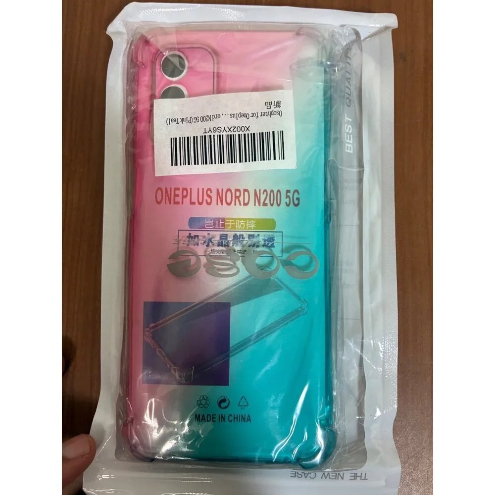 Cell Phone Case for Oneplus Nord N200 5G Pink Teal Clear